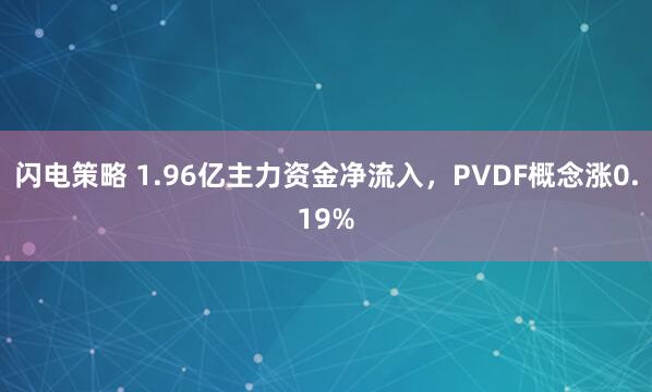 闪电策略 1.96亿主力资金净流入，PVDF概念涨0.19%